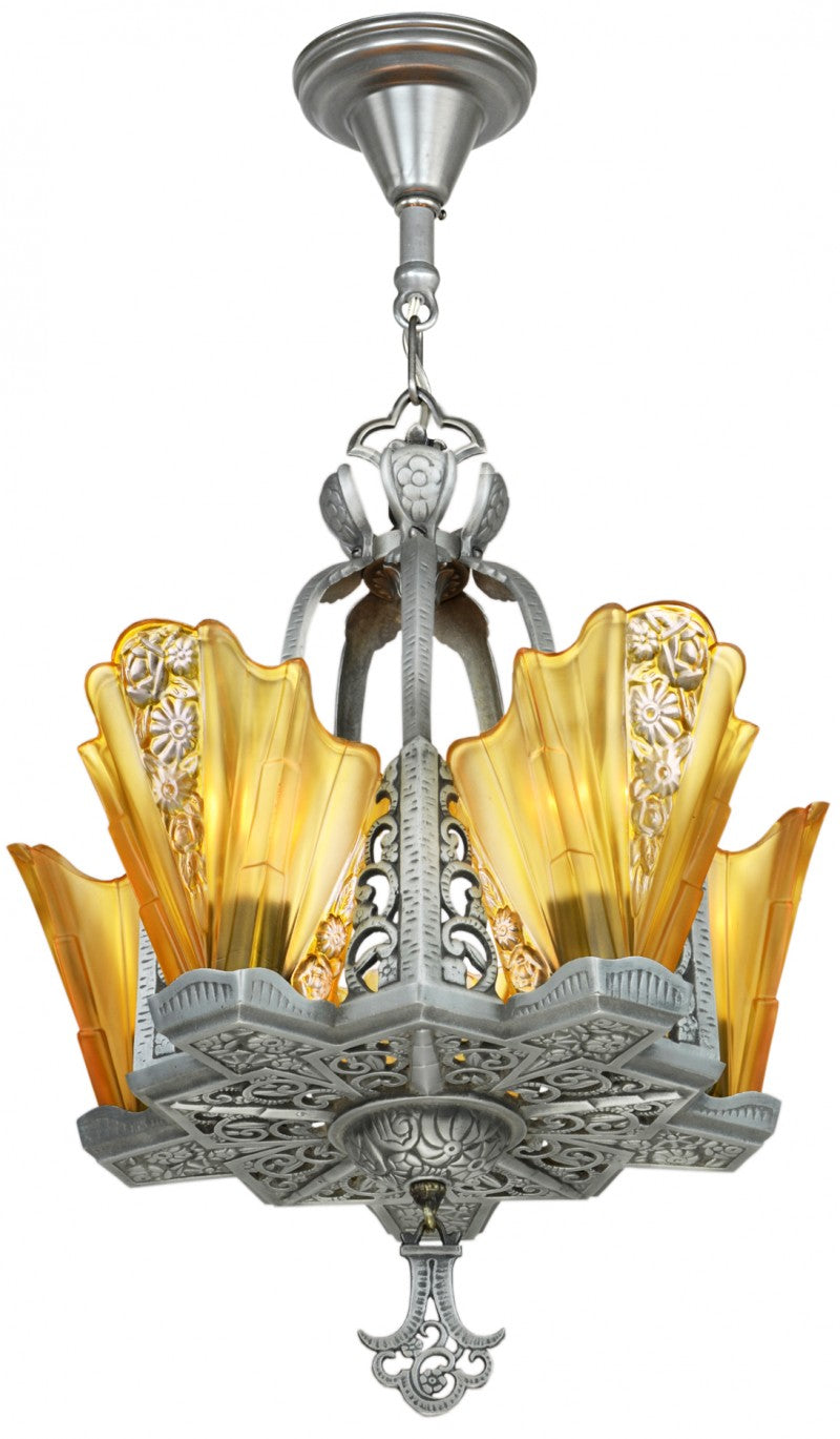 Art Deco Slip Shade Chandelier