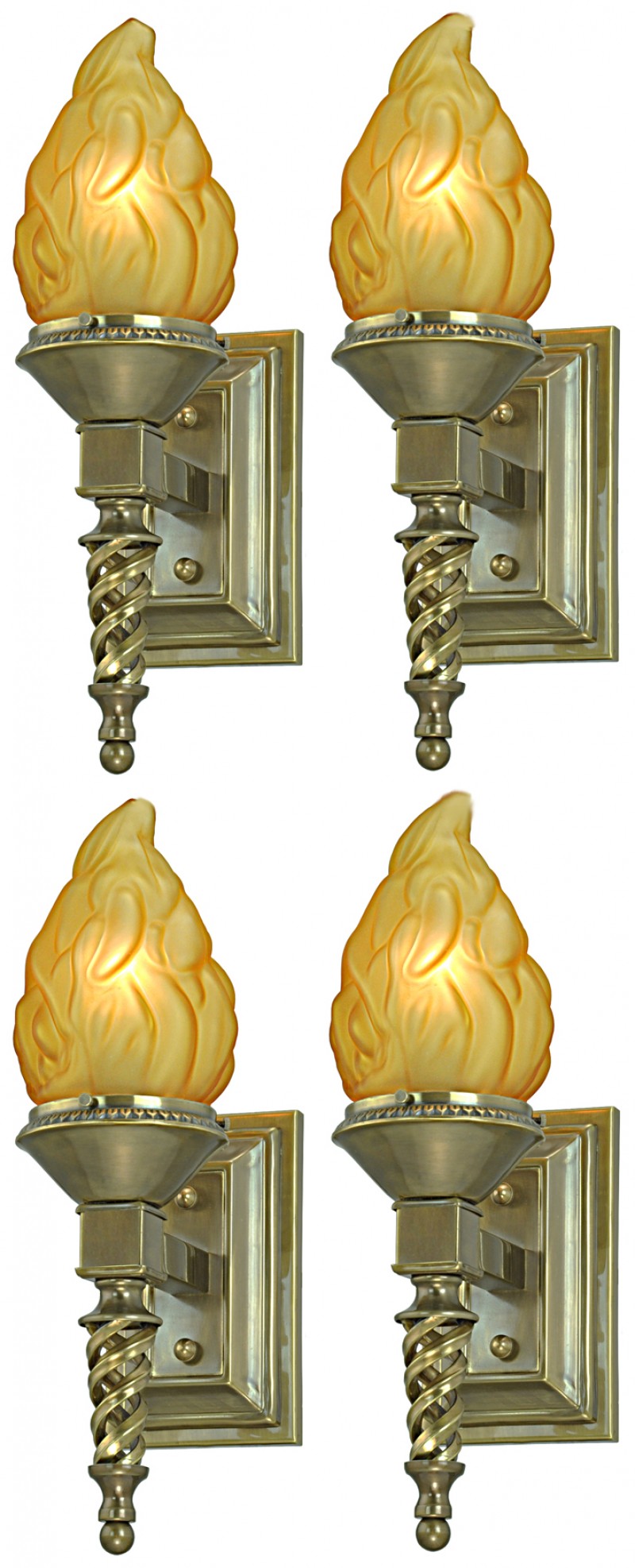 Set of FOUR Antique Finished Torch Sconces-Sold by the Pair