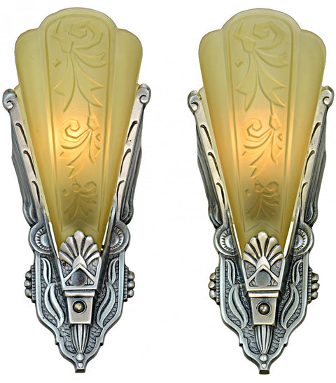 Very Collectable Pair of Art Deco Slip Shade Sconces by Globe