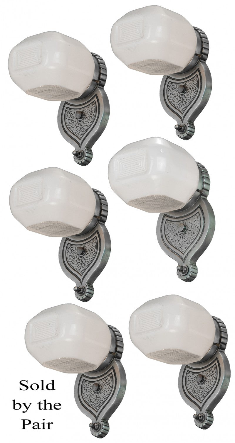 Neat Set of SIX American Modern/Streamline Design Sconces-Sold by Pair
