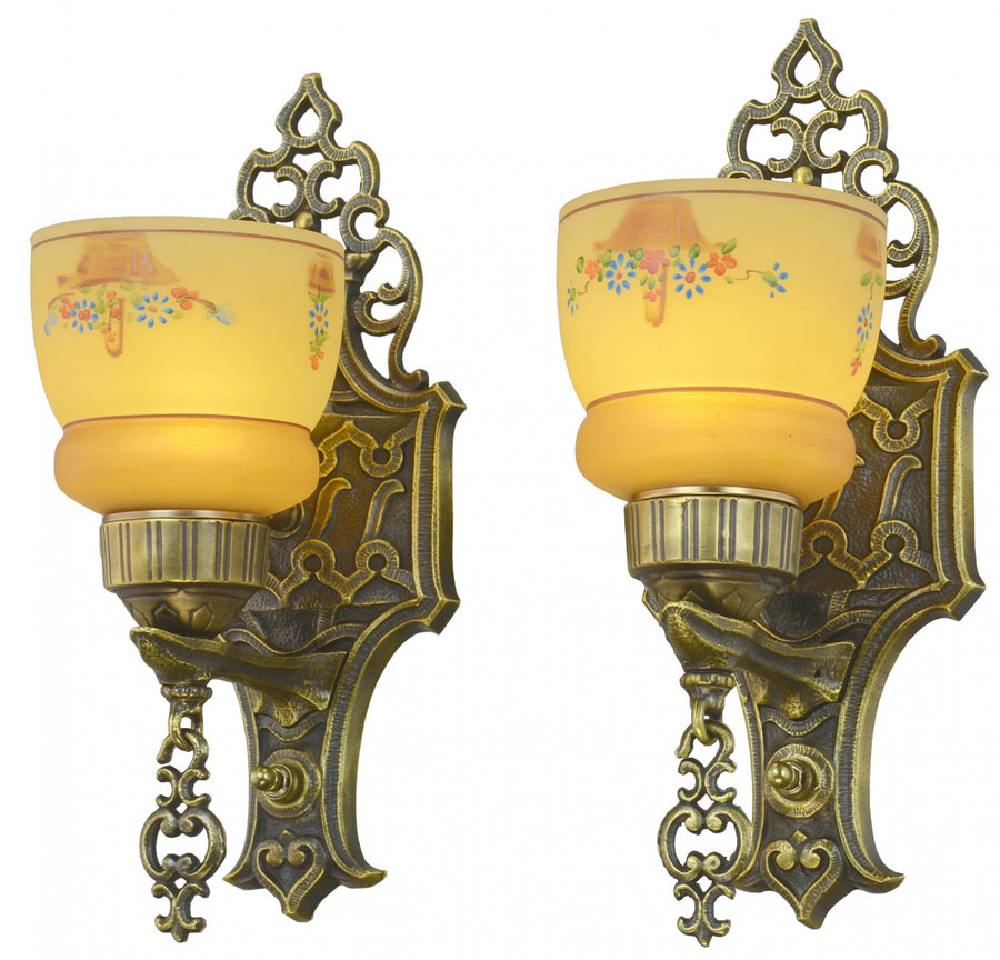 American Pair of Edwardian Design Fancy Sconces