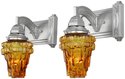 Pair of Striking Unique Art Deco Wall Sconces