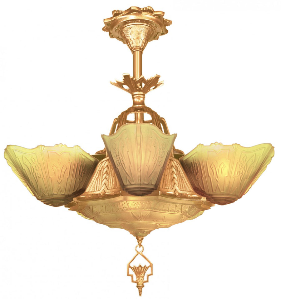 Art Deco 6-Shade Chandelier by Markel--Series 8800