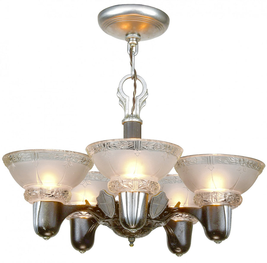 Edwardian FIVE-Shade Chandelier-Circa 1920