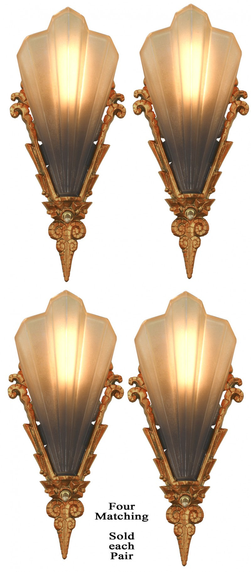 Two Pair of Solid RED Bronze Soleure Sconces by Mid-West Mnf.--c.1930 (Sold by Pair)