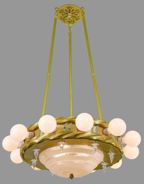 1920s-40s Style "Old Gold" Finished Theater Chandelier