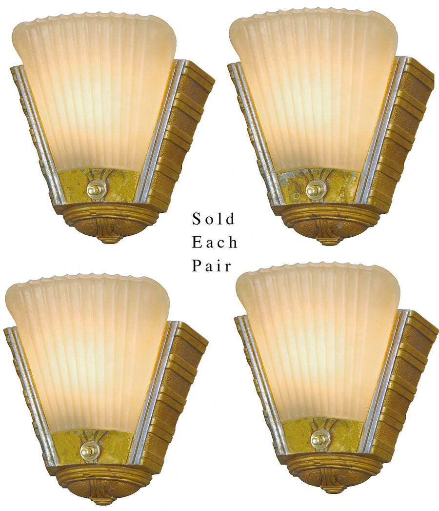 Two Pairs of Nice Art Deco Streamline Sconces (Sold Each Pair)