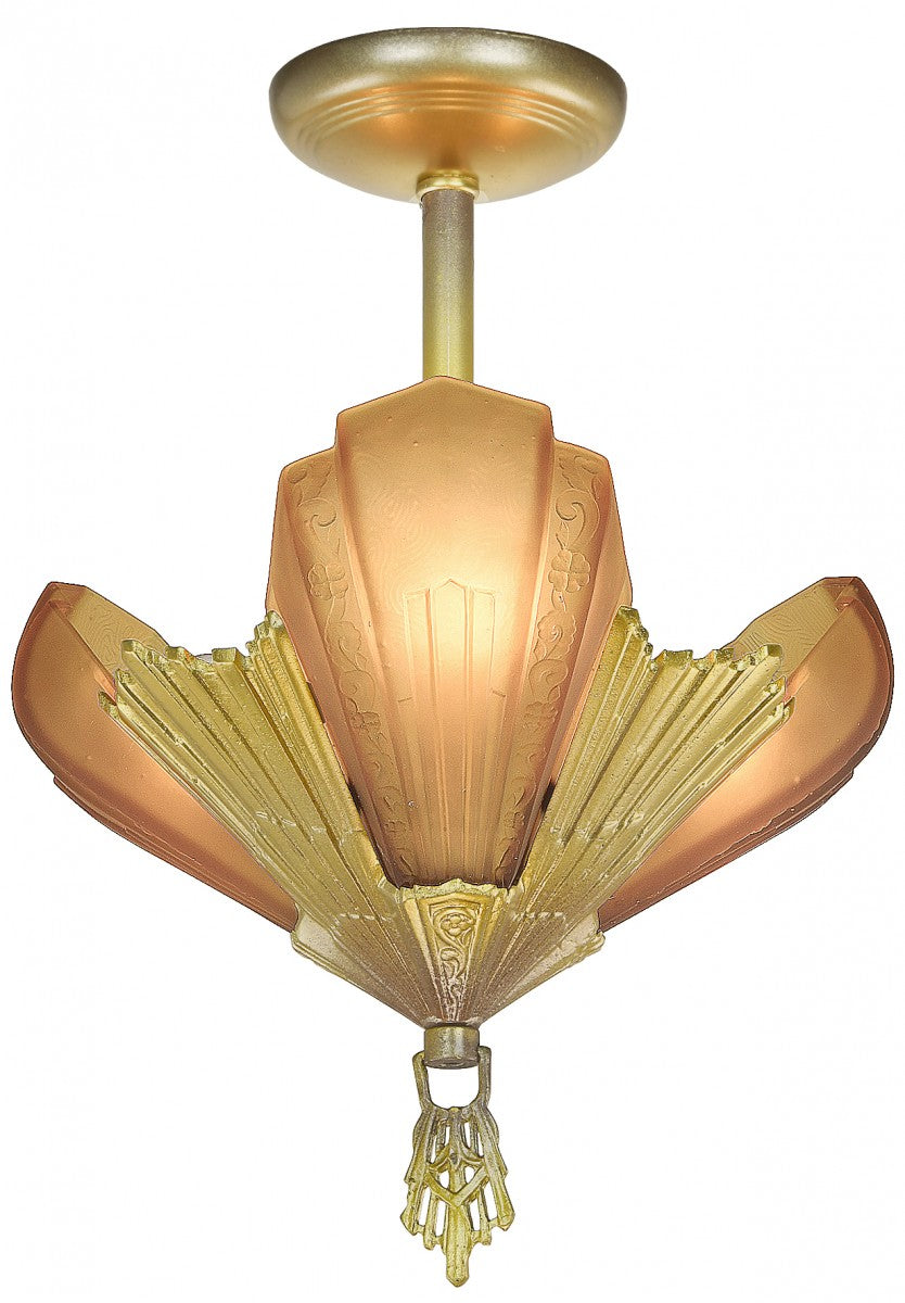 Virden Art Deco Three-Shade Low-Ceiling Chandelier