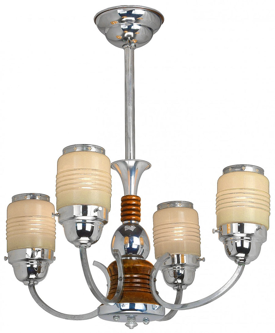 British Streamline Art Deco or Mid-Century Modern Chandelier