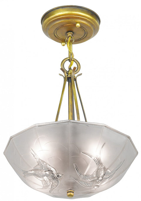 Extremely Cute Embossed Ceiling Chandelier Bowl with 3 Embossed Birds