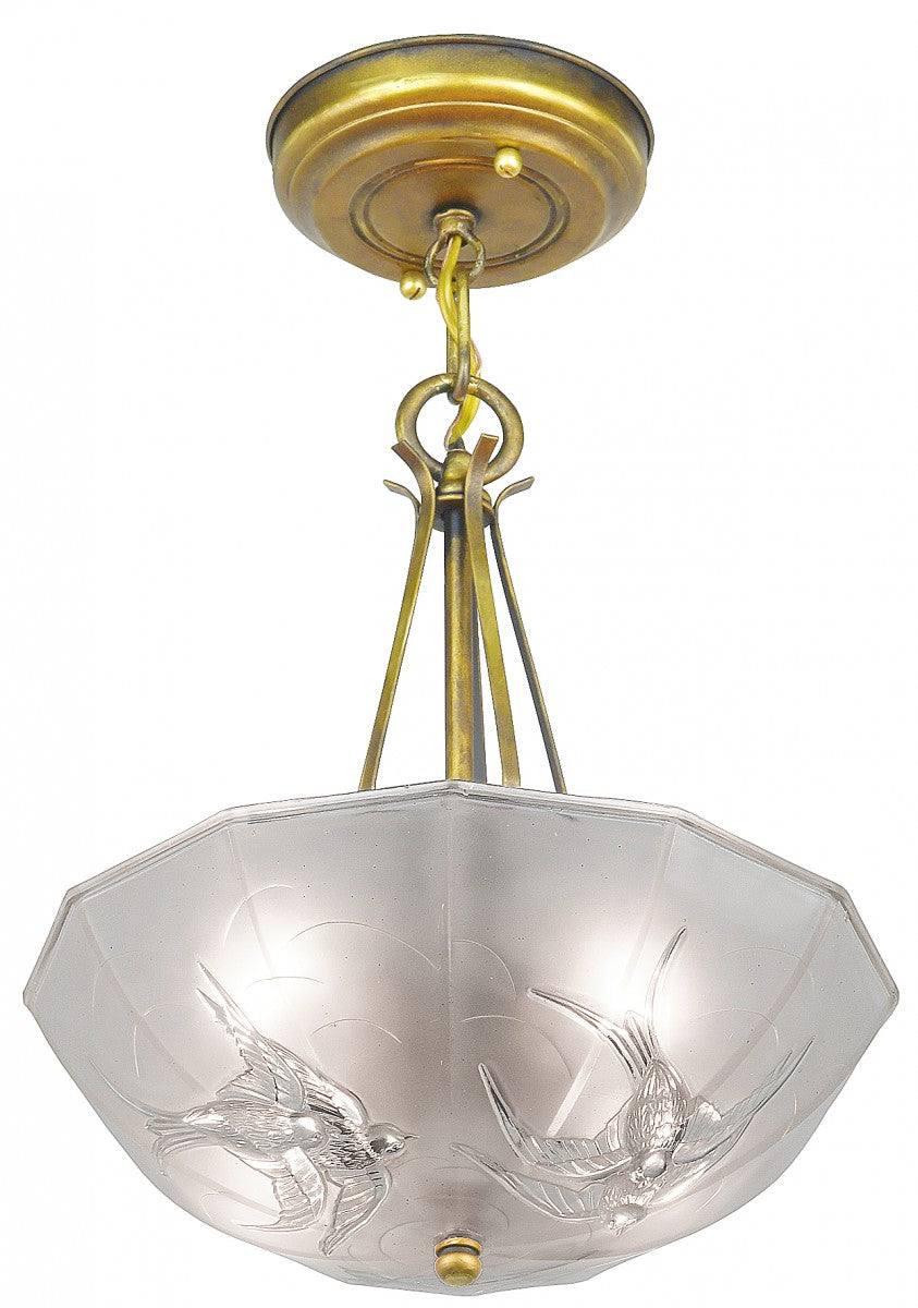 Extremely Cute Embossed Ceiling Chandelier Bowl with 3 Embossed Birds