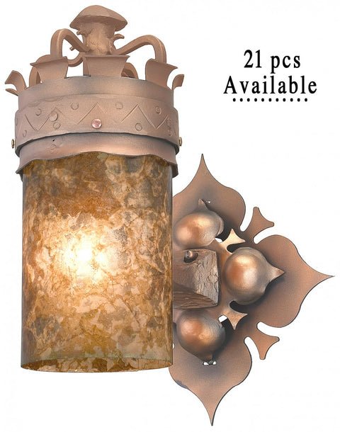 Rare Offering of Gothic/Medieval Red-Bronzed Iron and Amber MICA Sconces