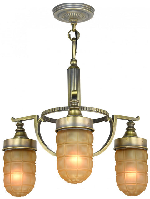 British Streamline Art Deco or Mid-Century Modern Chandelier