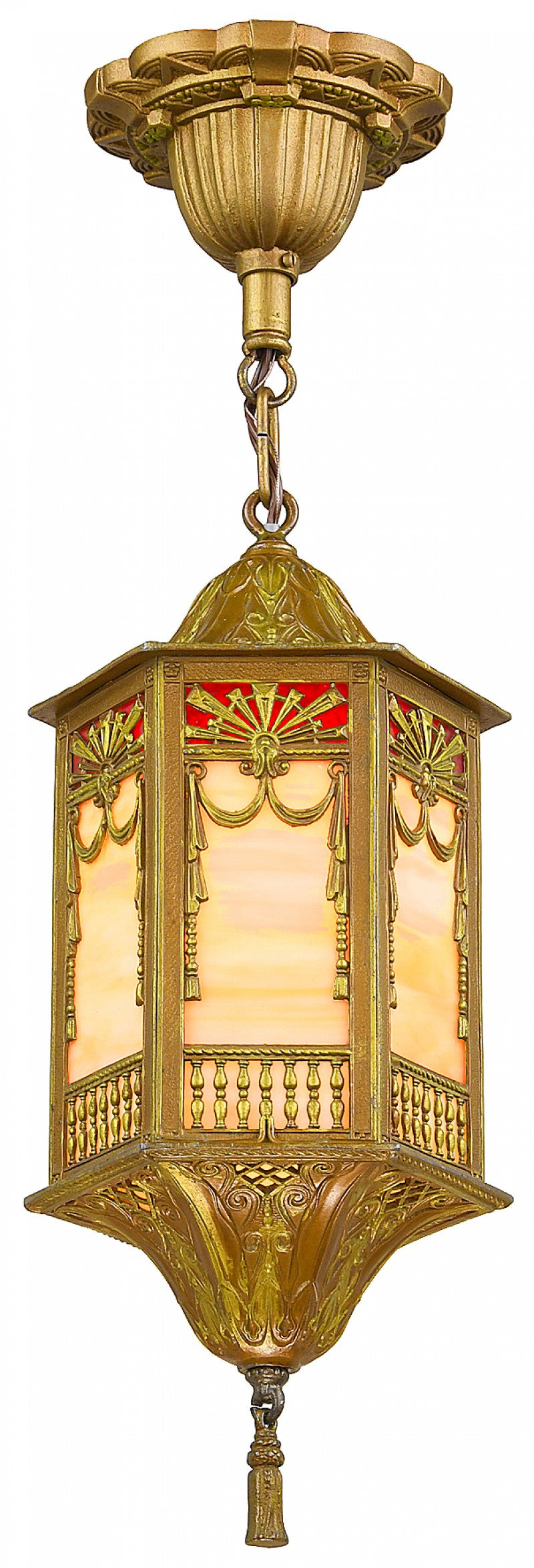 Edwardian Cast Old Gold Finished Hall Light-Circa 1910-30