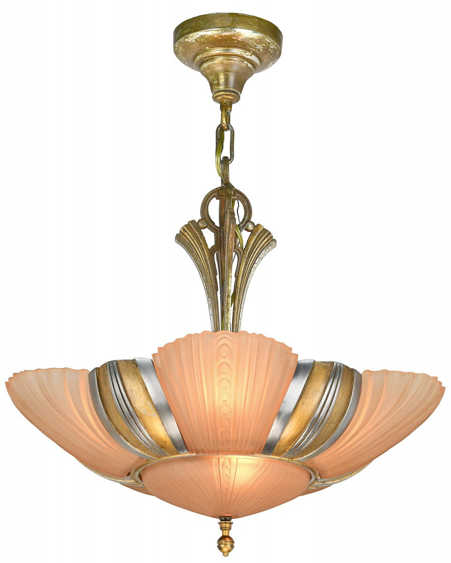 Art Deco Mid-West Mnf. "Chesterton Series" 6-Light Chandelier