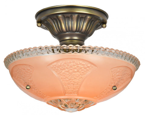 Pink Antique 3-Chain Bowl Shade Ceiling Light