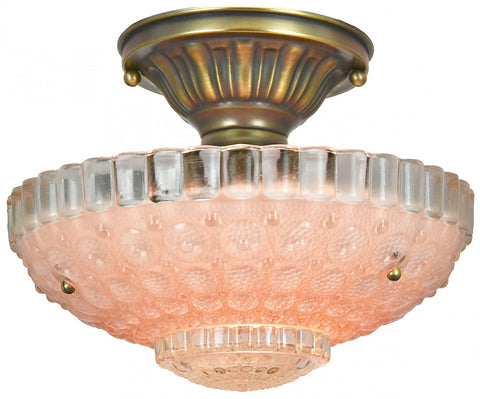 Pink Antique 3-Chain Bowl Shade Ceiling Light