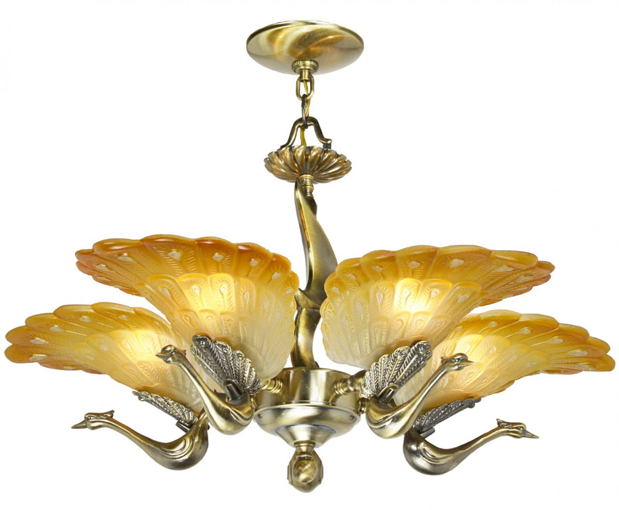 Striking Peacock 5-Arm Chandelier