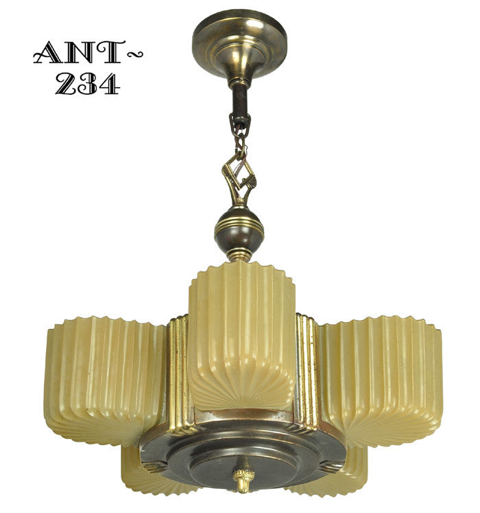 Antique Art Deco Markel 5 Light Chandelier