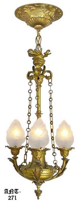Circa 1920s French Bijou Neo Rococo Chandelier Petite Pendant Light