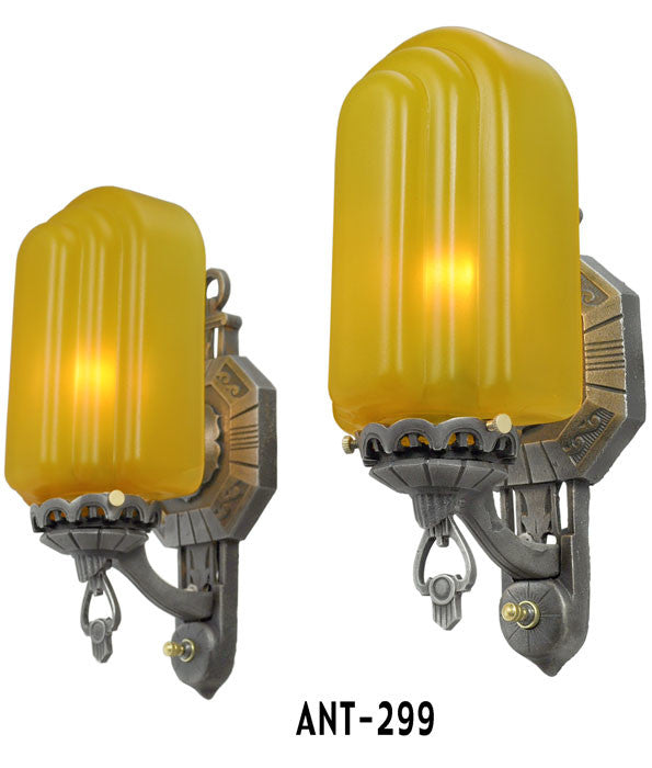 Antique American Art Deco Wall Sconces, Circa 1920's - 1930's
