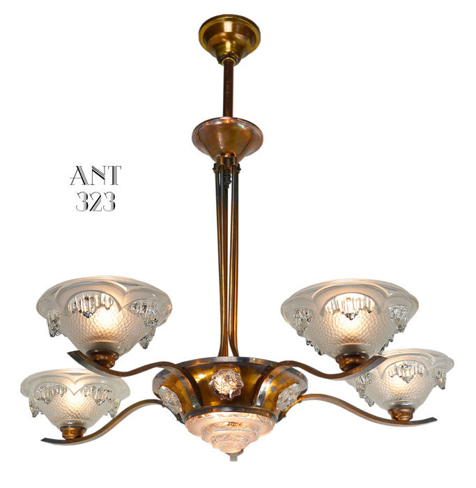 Art Deco Copper Finished French Ezan Chandelier