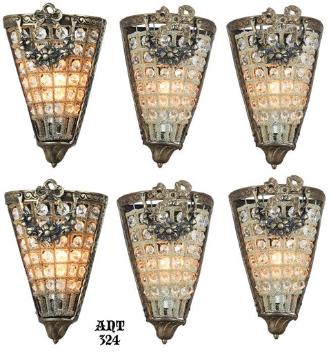 Set of SIX Crystal Wall Sconces