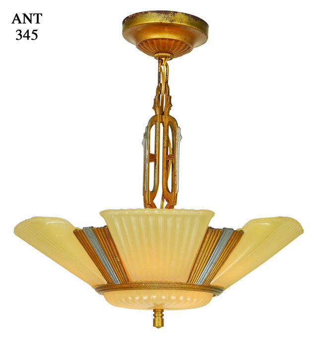 Art Deco Streamline 6 Light Chandelier Circa 1935 - 1937