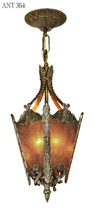 Arts and Crafts Style Antique Mica Panel Hall Lantern Pendant Light