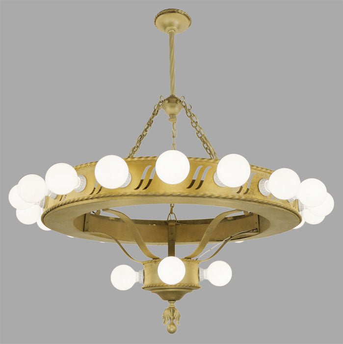 Large Bare Bulb 1920's Bank Chandelier