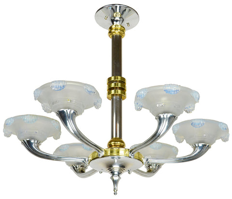 Streamline Art Deco Petitot Chandelier Circa 1930 Rewired for LED