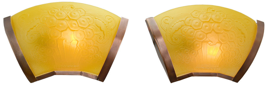French Art Deco Pair of Antique Wall Sconces Circa 1935
