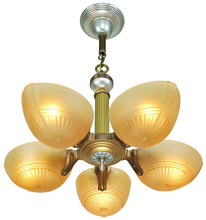 Art Deco Streamline Early Modern Slip Shade Ceiling Light Chandelier