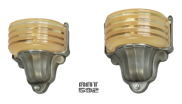 Art Deco Streamline Wall Sconces Early Modernist Virden Antique Lights