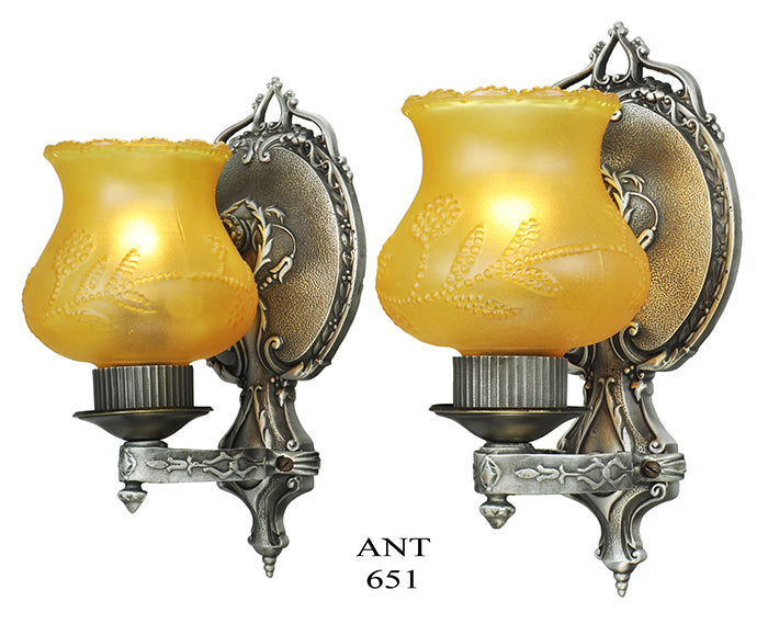 Pair of Antique Edwardian Wall Sconces Circa 1920s - 1930s Lights
