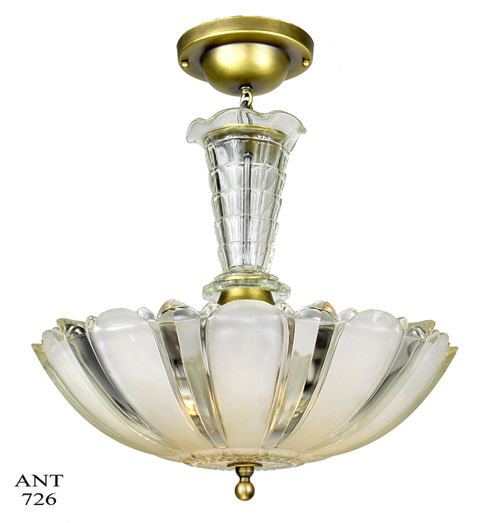 Art Deco Streamline Antique Glass Ceiling Bowl Pendant Light Fixture
