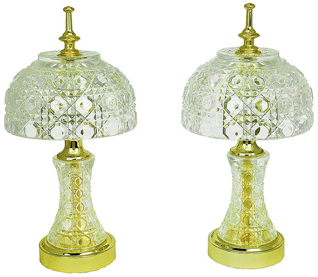 Matching Pair of Vintage Table Lamps Cut Crystal Small Elegant Accent