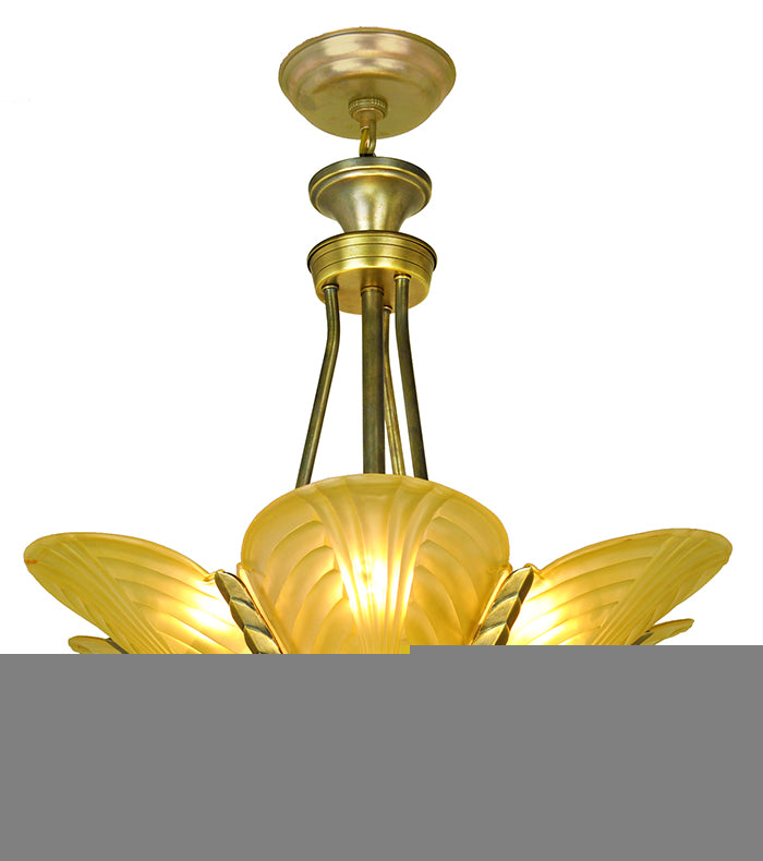 French Deco Slip Shade Chandelier Streamline Ceiling Light Fixture