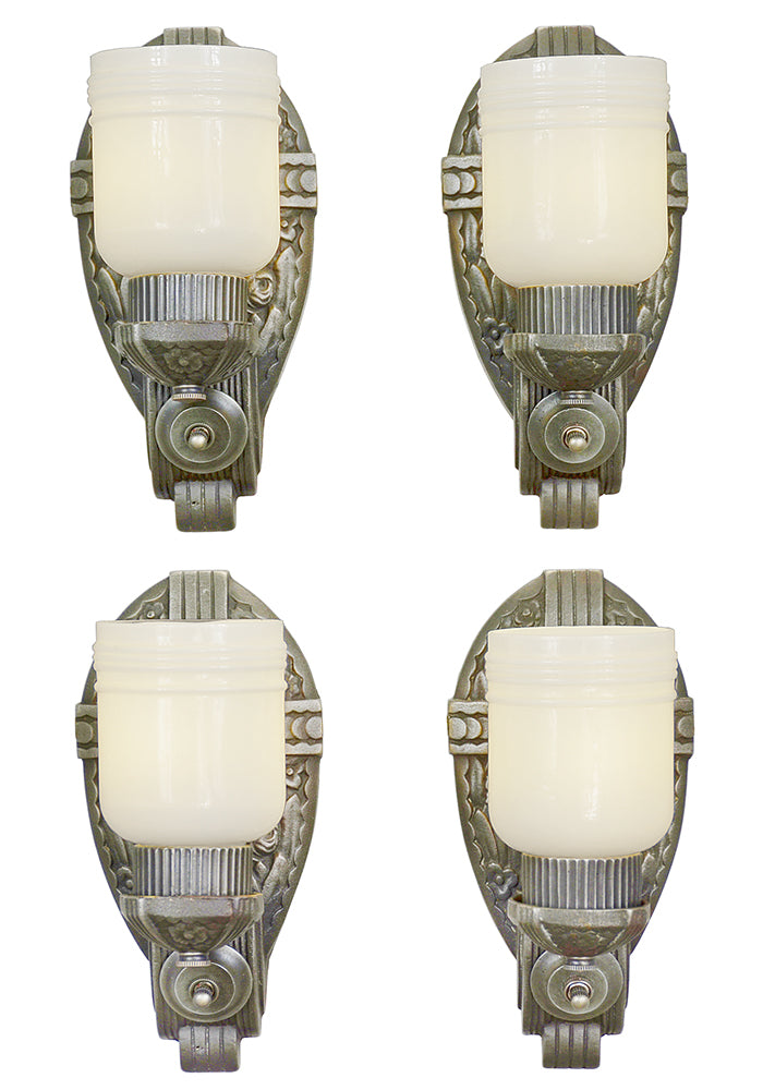 Set of Four Antique Deco Wall Sconces American Design 1920s Lights