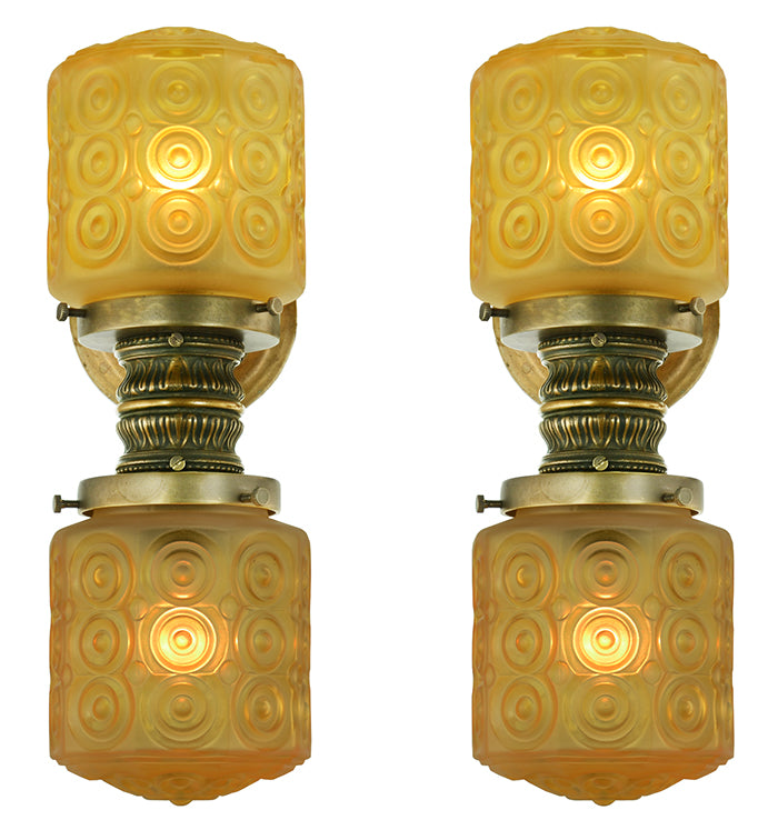 Pair of Antique Elevator Wall Sconces Edwardian Style Lights Lighting