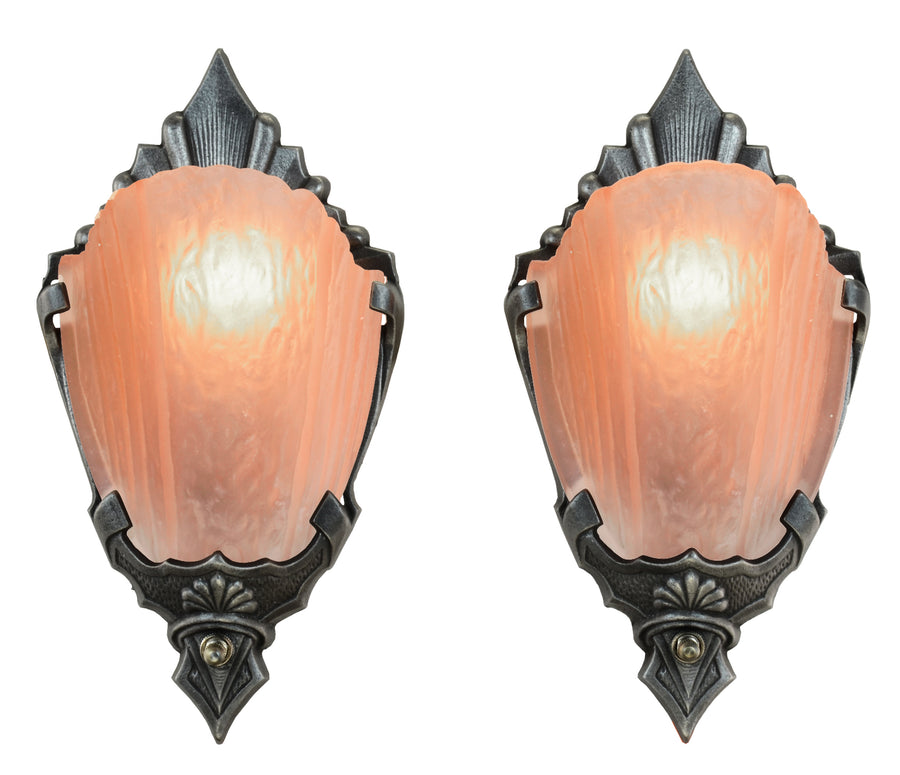 Pair of Slip Shade Art Deco Sconces by Markel
