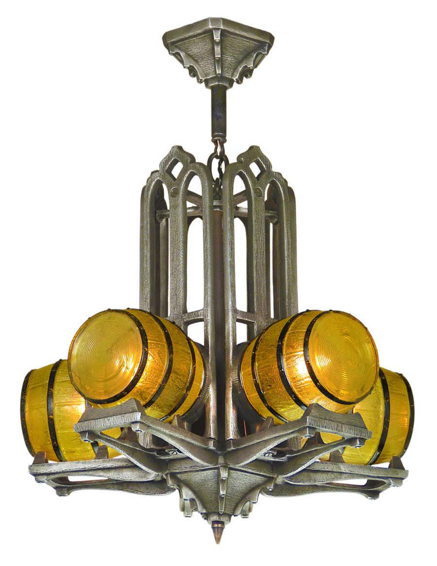 Original Antique Gill Pub Chandelier c1930