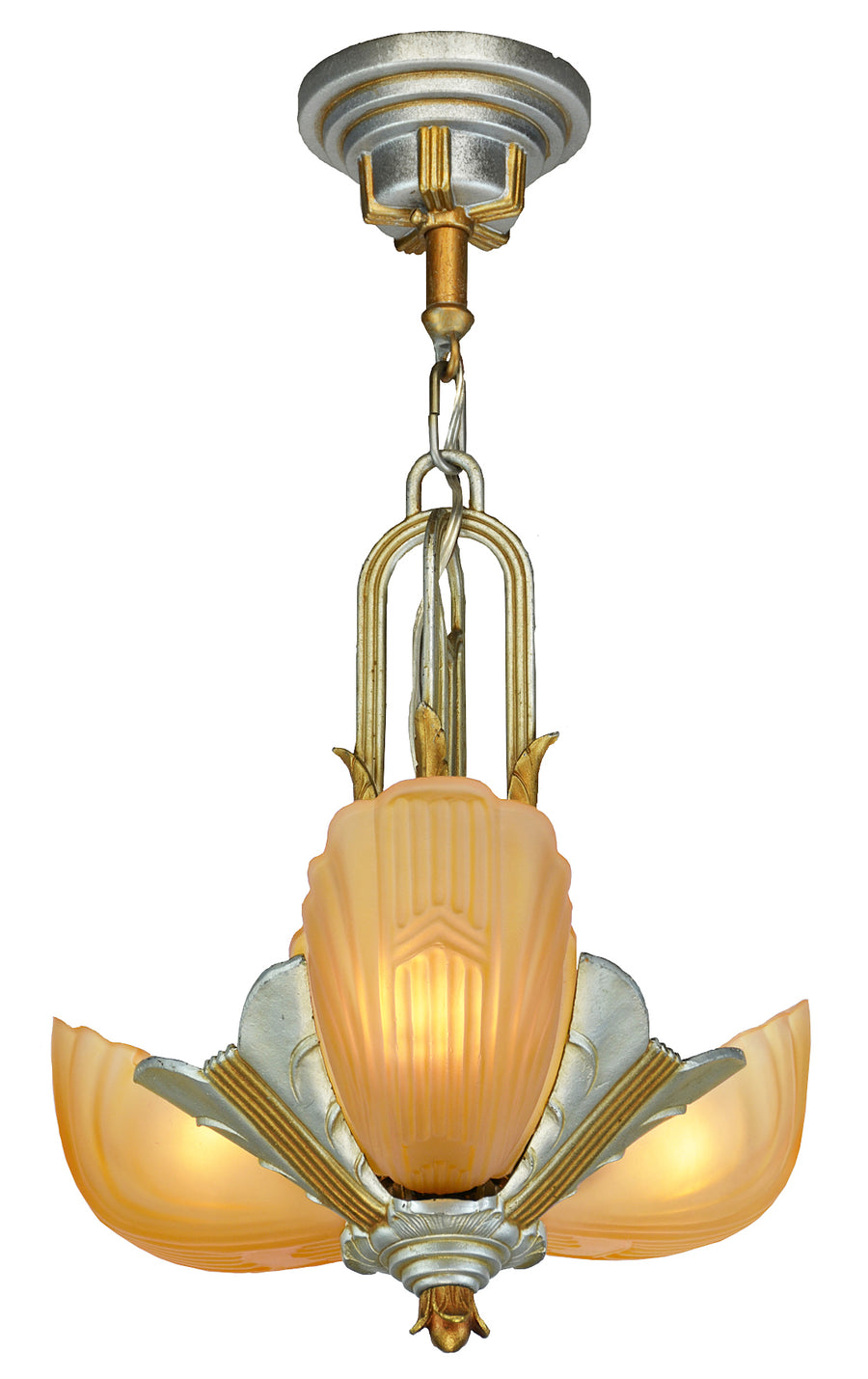 Markel Three Light Art Deco Streamline Chandelier