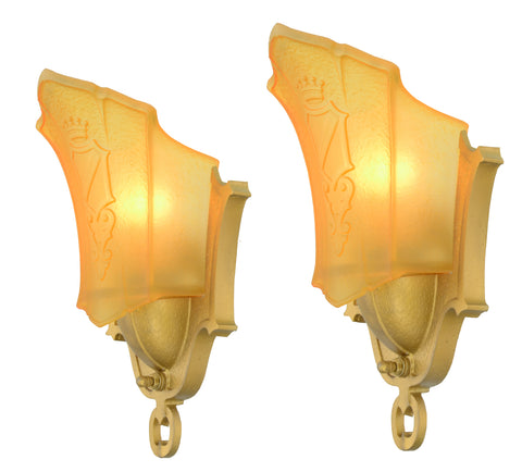 Art Deco Pair of Slip Shade Sconces by Mid West Mnf