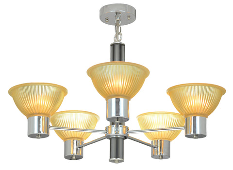 Mid-Century Modern Design Nickel Plated 5 Light Chandelier