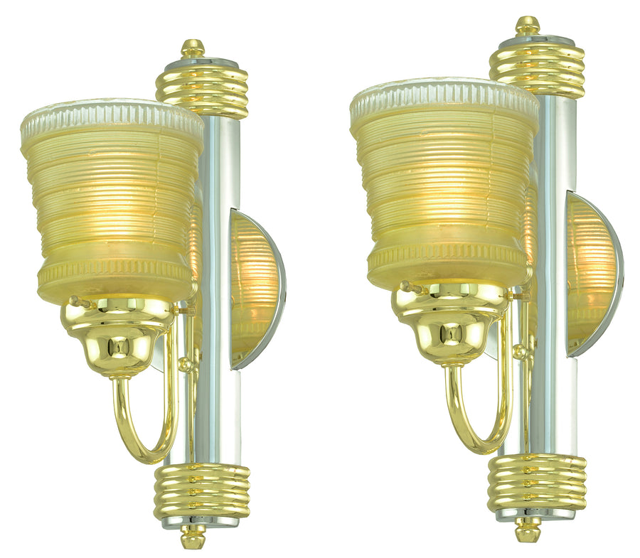 Pair of Striking Streamline Art Deco Wall Sconces
