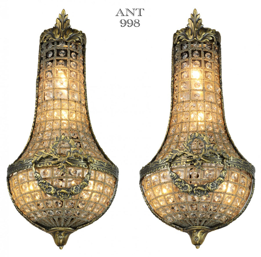 Lovely Pair of Older French Crystal Wall Sconces