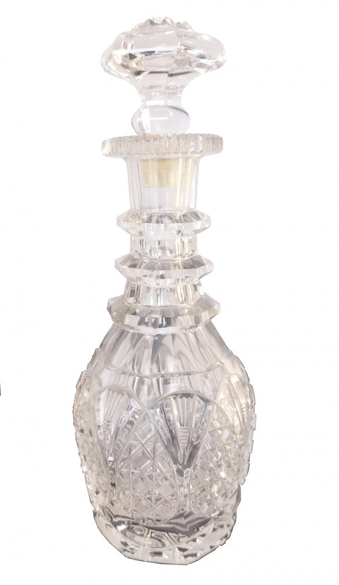 Small Early Victorian Antique Hand Cut Lead Crystal Decanter