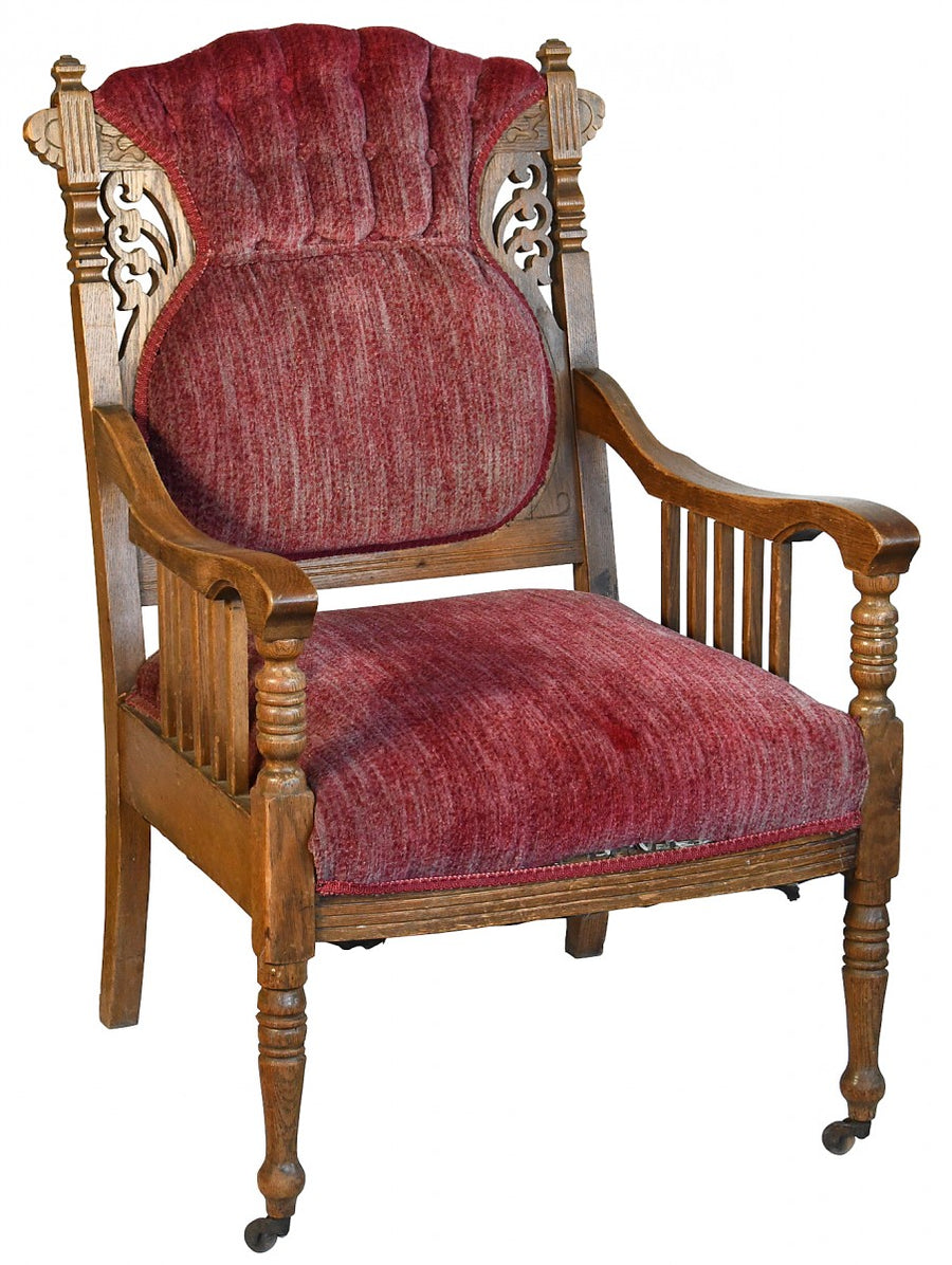 Victorian Red Tufted Upholstered Chair
