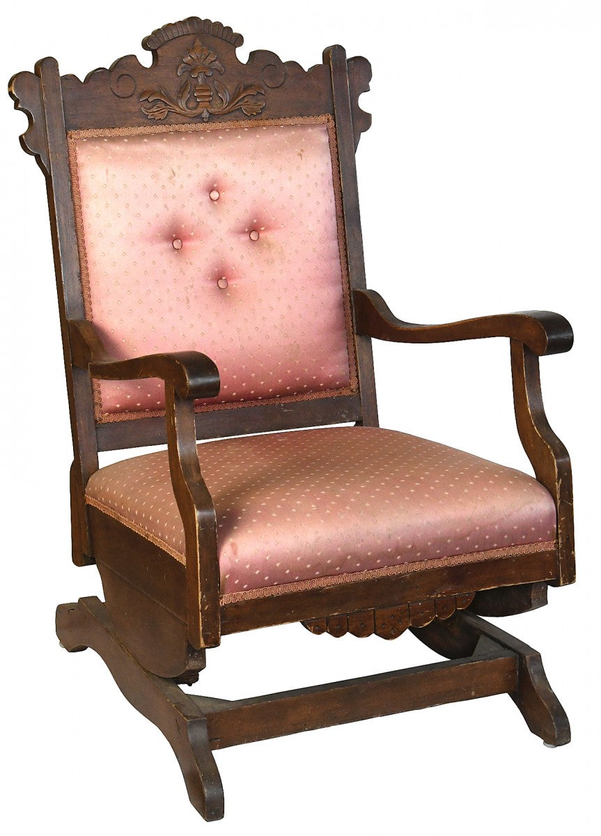 Vintage Pink Upholstered Rocking Chair